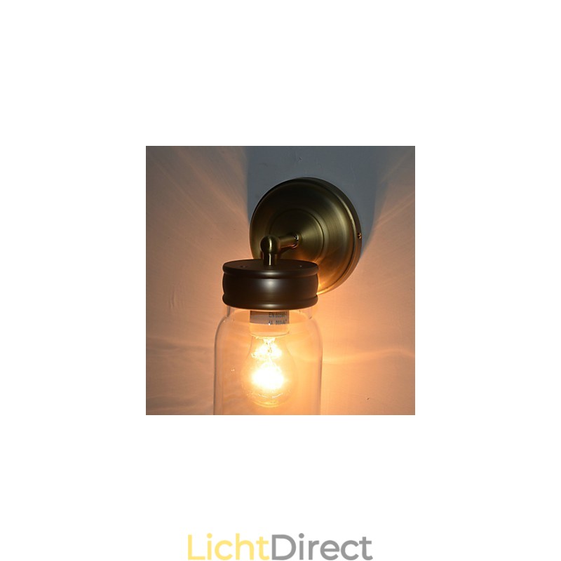 Rustieke wandlamp in flesvorm