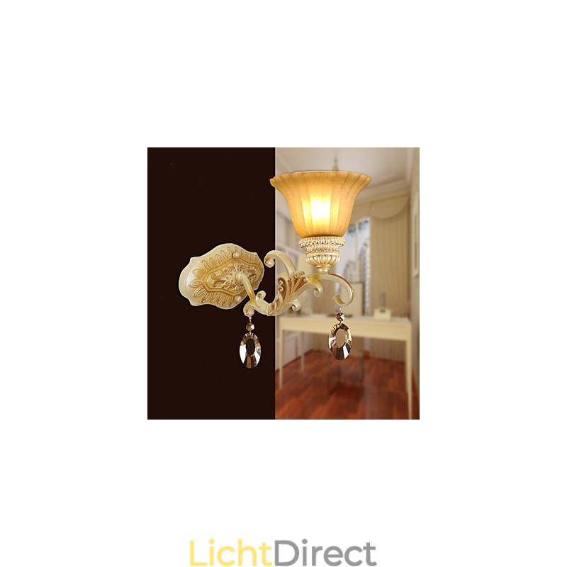 Europa Type Herstellende Oude Manieren Smeedijzer Slaapkamer Kristal Glas Wandlamp Licht