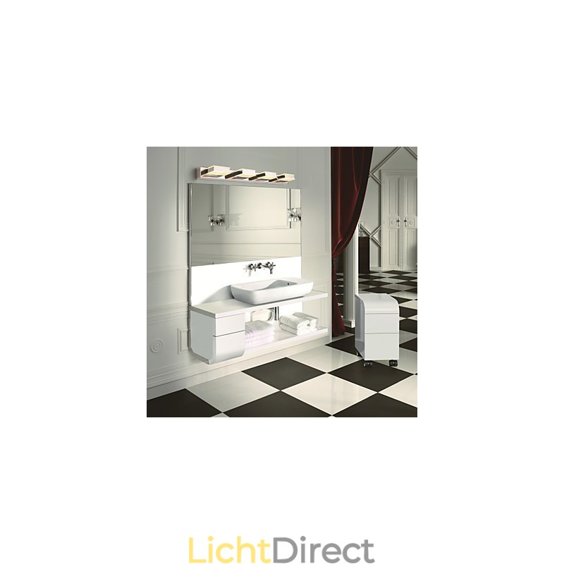 Vierkante spiegellamp roestvrij staal en acryl