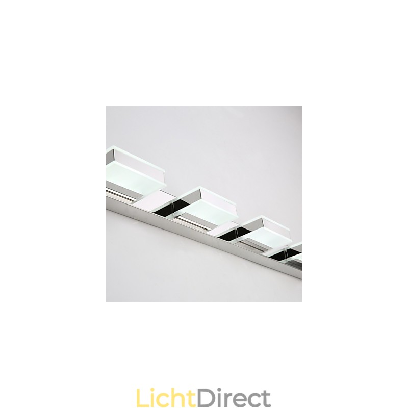 Vierkante spiegellamp roestvrij staal en acryl