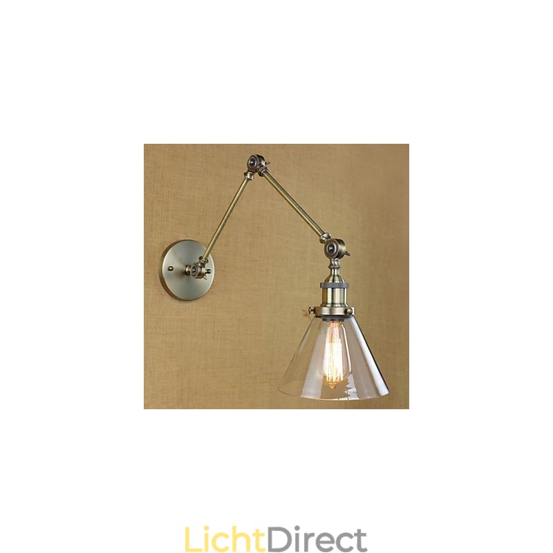 IJzeren Plating Brons Bar Gangpad Eetkamer Hotel Vintage IJzeren Arm Glazen Wandlamp Verlichting