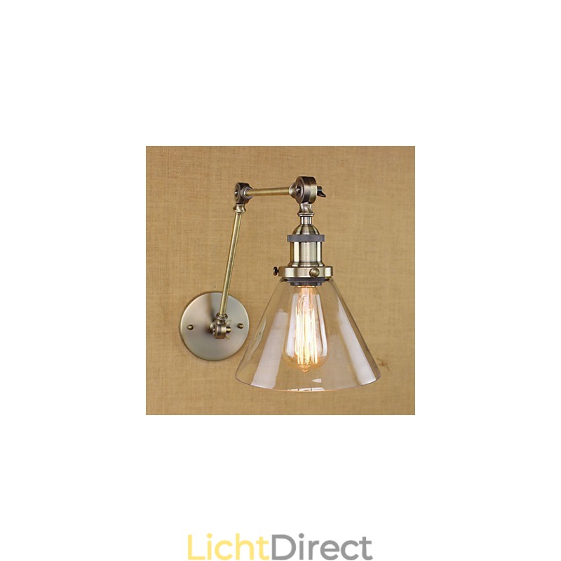 IJzeren Plating Brons Bar Gangpad Eetkamer Hotel Vintage IJzeren Arm Glazen Wandlamp Verlichting