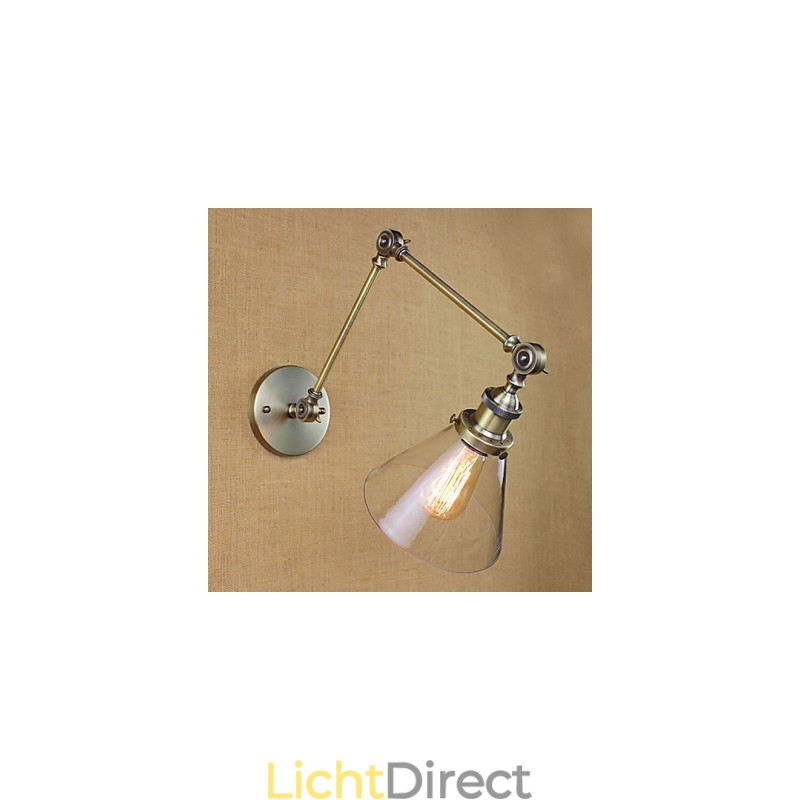 IJzeren Plating Brons Bar Gangpad Eetkamer Hotel Vintage IJzeren Arm Glazen Wandlamp Verlichting