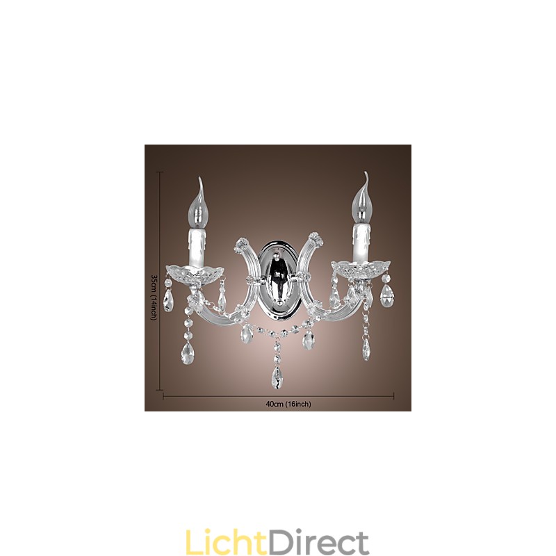 Elegante kristallen wandlamp met 2 lampen
