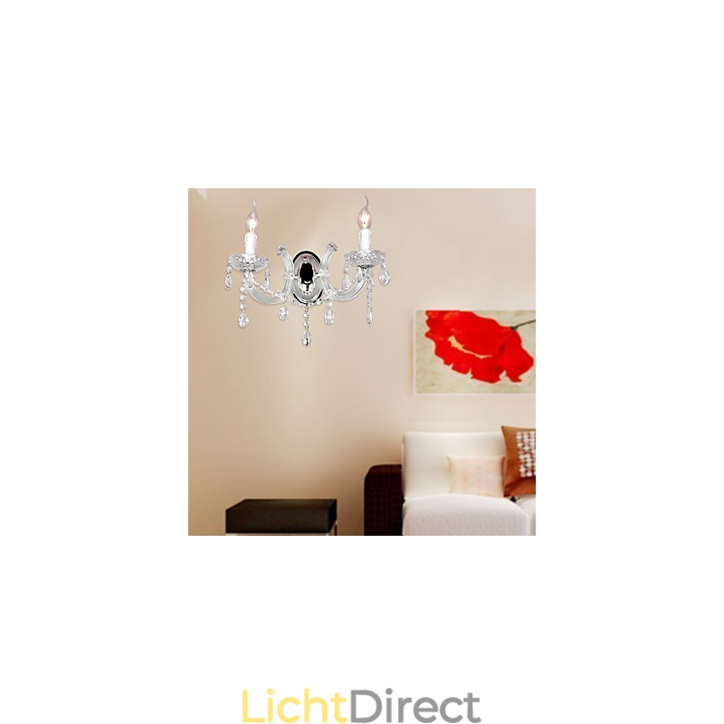 Elegante kristallen wandlamp met 2 lampen