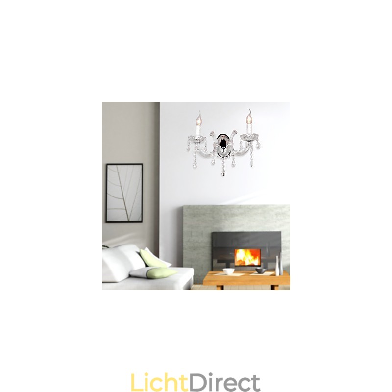 Elegante kristallen wandlamp met 2 lampen