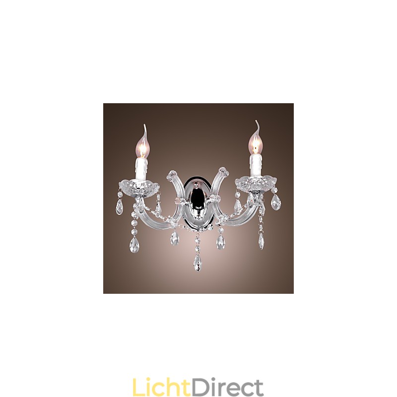 Elegante kristallen wandlamp met 2 lampen