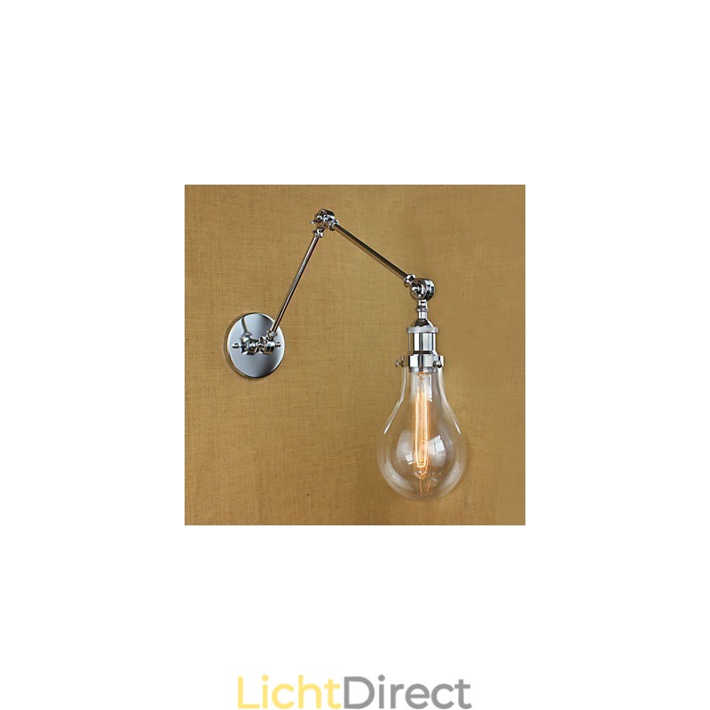 Chromen glazen telescopische retro wandlamp
