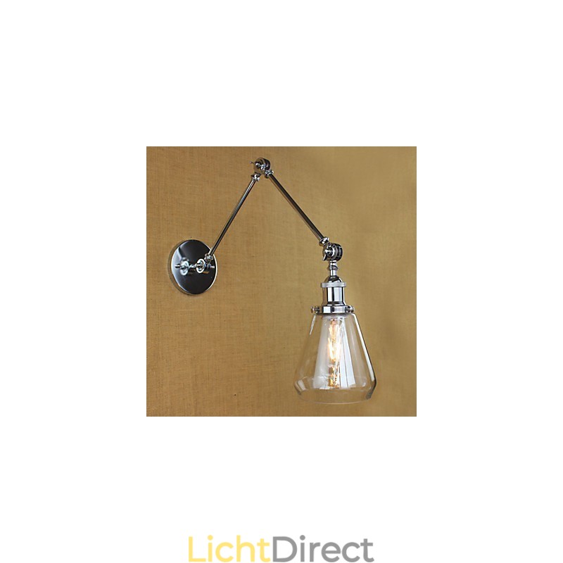 Chromen glazen telescopische retro wandlamp