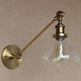 De Iron Glass Bronze Brass Arm Stijl Retro Creatieve Amerikaanse Landelijke Hal Slaapkamer Wandlamp