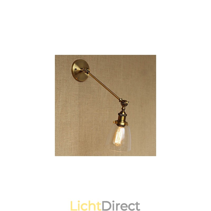 De Iron Glass Bronze Brass Arm Stijl Retro Creatieve Amerikaanse Landelijke Hal Slaapkamer Wandlamp