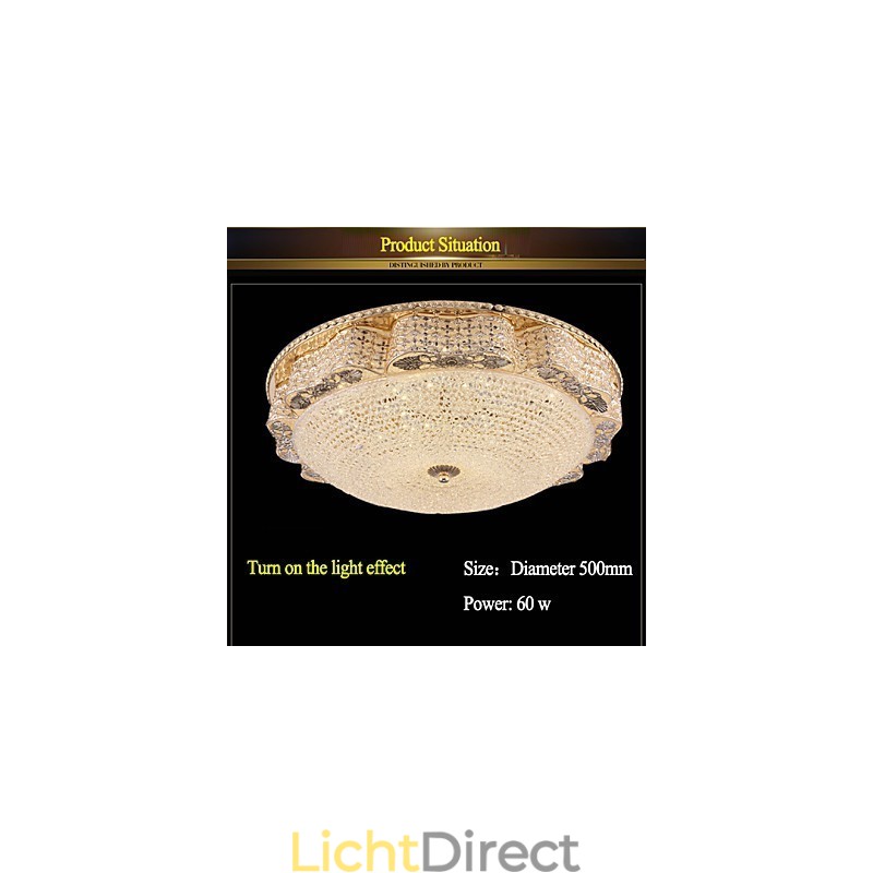 Moderne luxe kristallen plafondlamp met absorberende koepel, diameter 50 cm