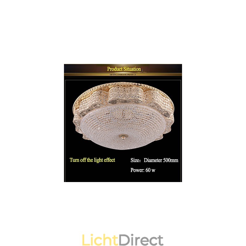 Moderne luxe kristallen plafondlamp met absorberende koepel, diameter 50 cm