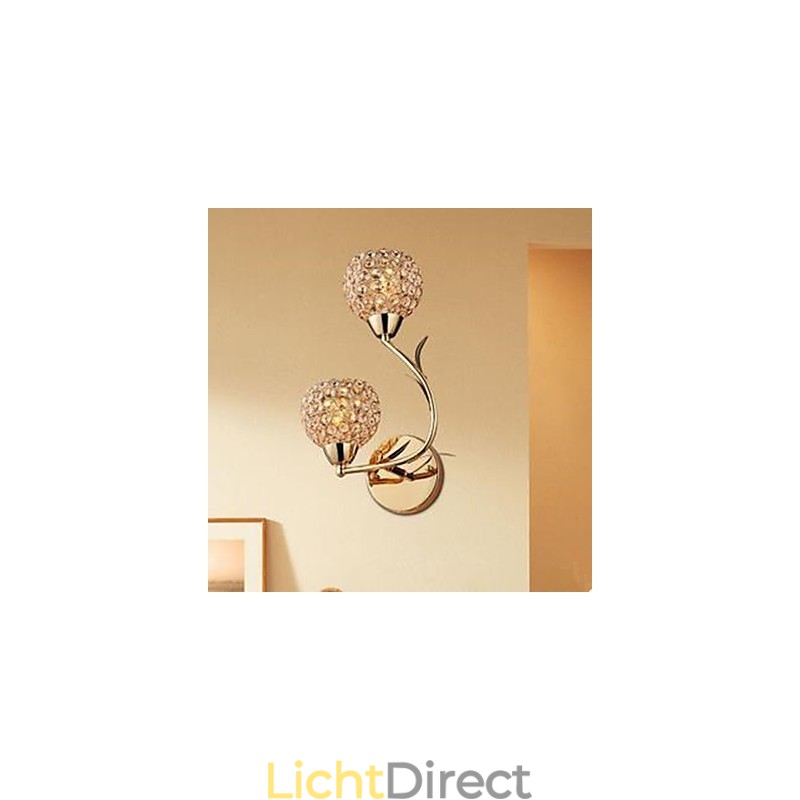 Gecontracteerde en eigentijdse gouden dubbele kop K9 kristal wandlamp