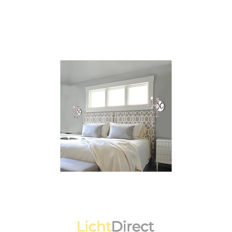 Zilveren Kristallen Wandlamp met 1 Lamp