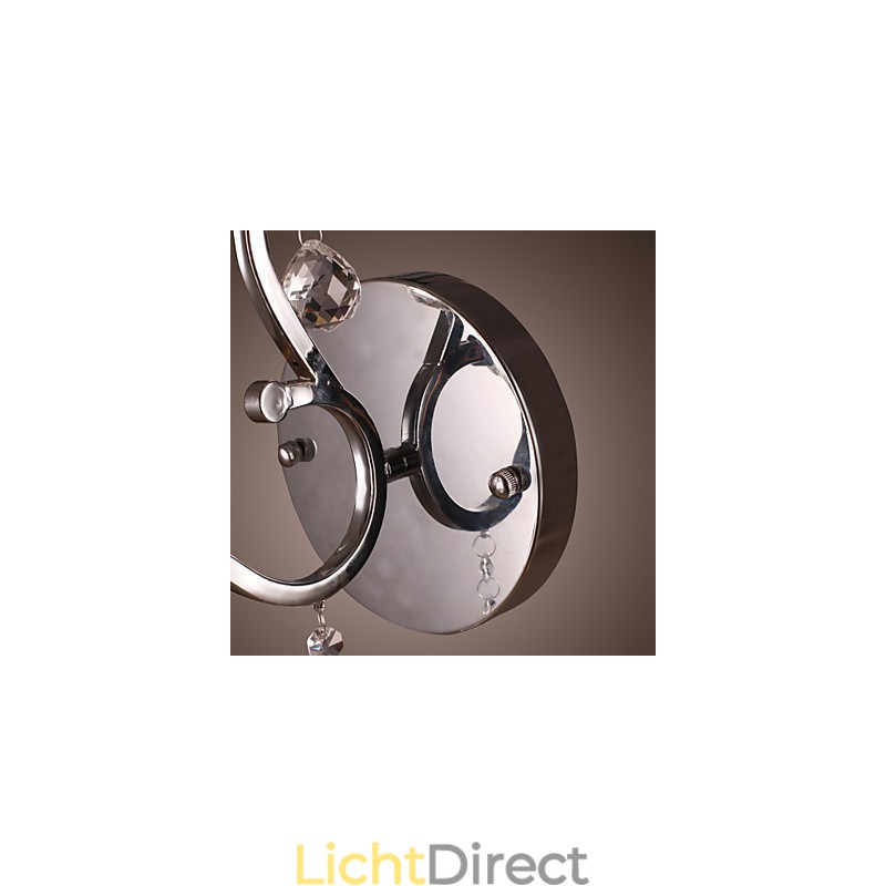 Zilveren Kristallen Wandlamp met 1 Lamp