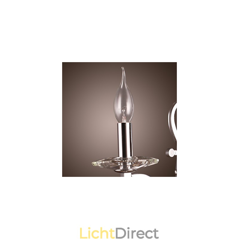 Zilveren Kristallen Wandlamp met 1 Lamp