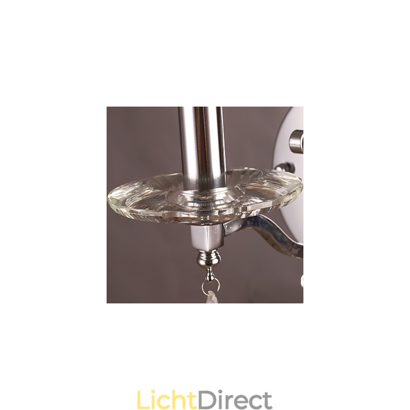 Zilveren Kristallen Wandlamp met 1 Lamp