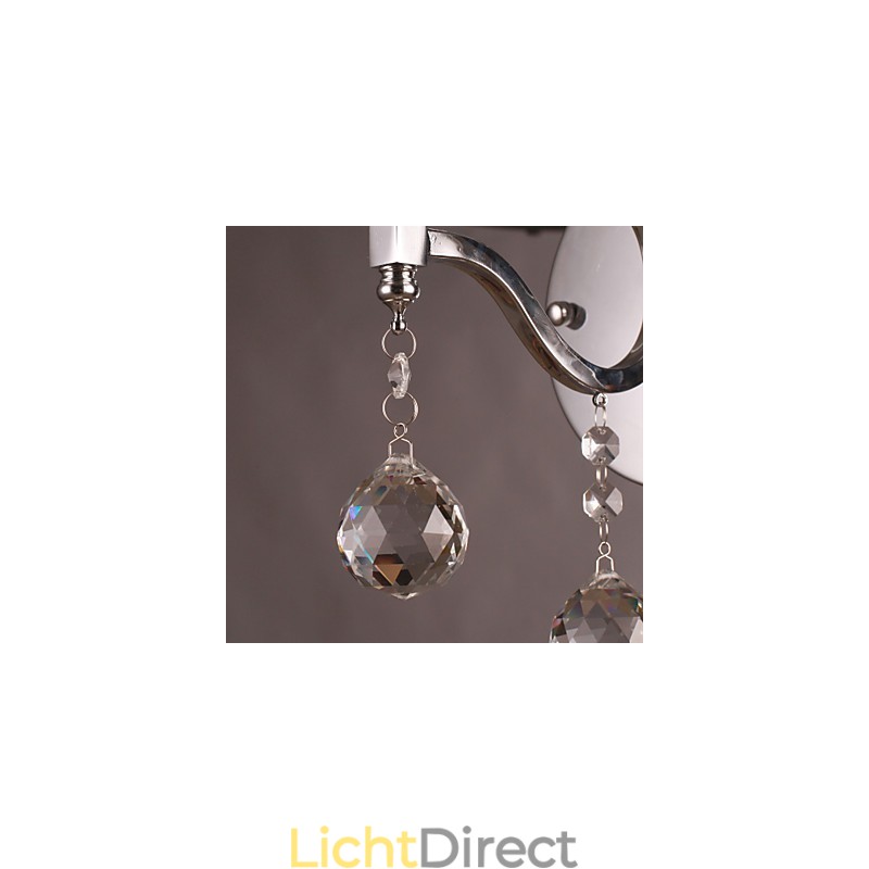 Zilveren Kristallen Wandlamp met 1 Lamp