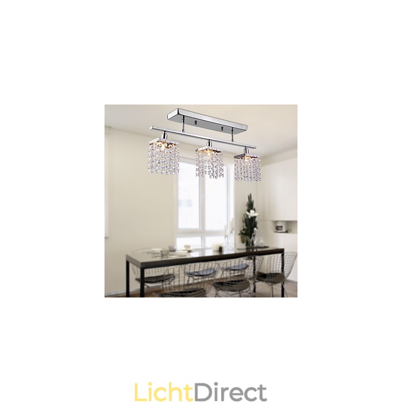 Lineaire kroonluchter eilandlamp kristal 3 lampen