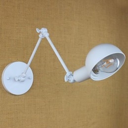 Moderne witte lange arm dubbele smeedijzeren wandlamp woonkamer hal slaapkamer nachtkastje studeerkamer