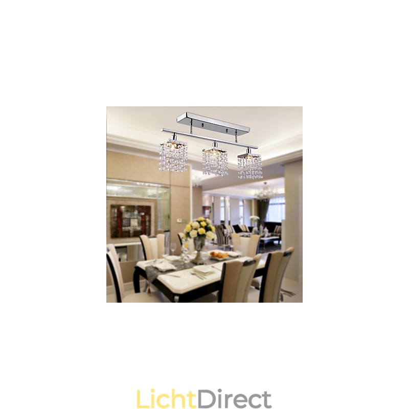 Lineaire kroonluchter eilandlamp kristal 3 lampen