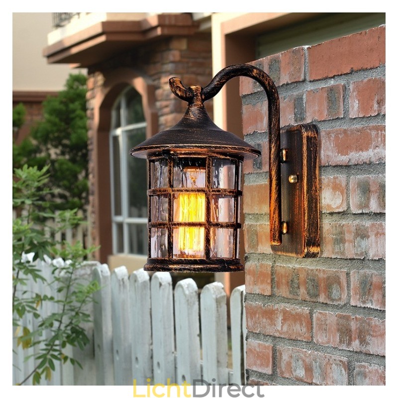 Antieke rustieke ijzeren waterdichte buitenwandlamp vintage lantaarn licht roestig matzwart gang gang wandlamp