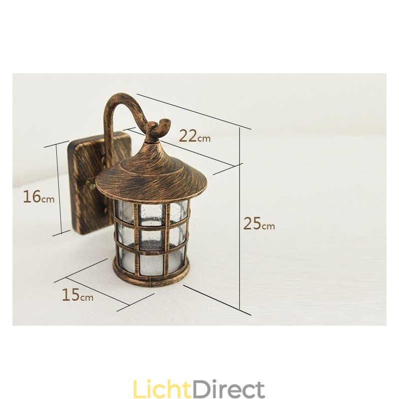 Antieke rustieke ijzeren waterdichte buitenwandlamp vintage lantaarn licht roestig matzwart gang gang wandlamp