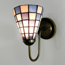 15CM Hedendaagse en gecontracteerde glas-in-loodlamp Wandlamp Inn Blauwe en witte vierkante lichten