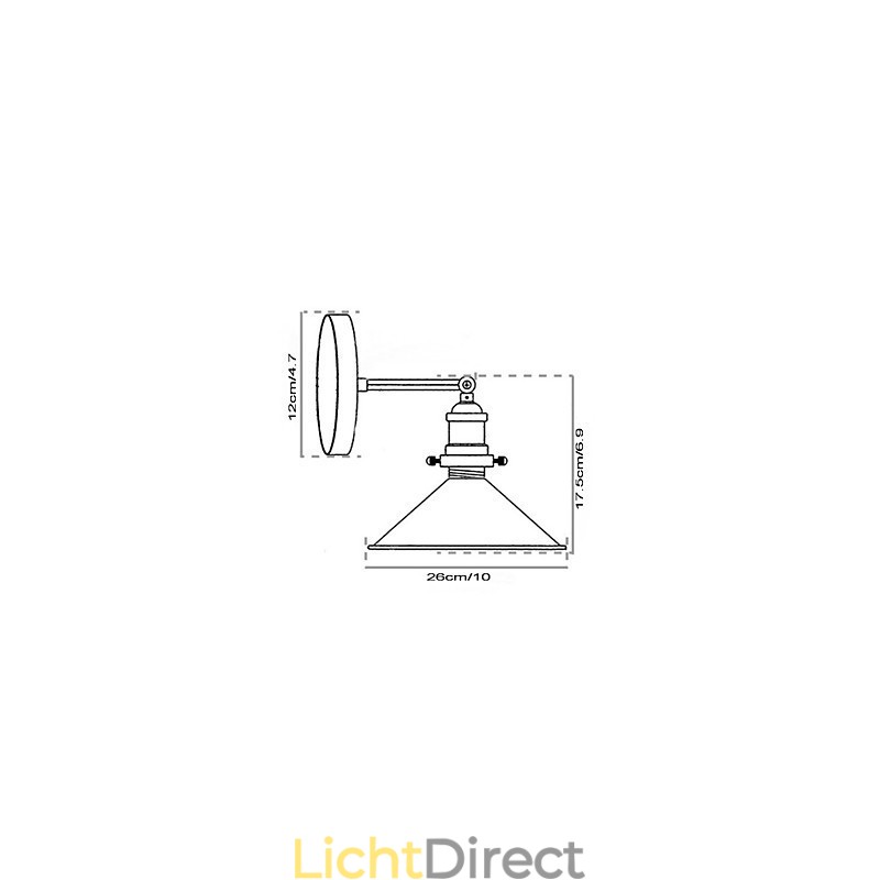Industriële Vintage Edison Simplicity 1-lichts wandlamp Eetkamer Studeerkamer Kantoor Gang Metalen wandlamp