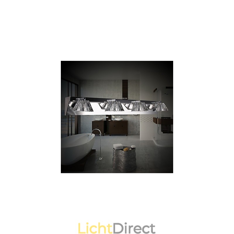 Moderne wandlamp met glazen kap 4 lampen spiegelfront