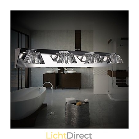 Moderne wandlamp met glazen kap 4 lampen spiegelfront Moderne wandlamp met glazen kap 4 lampen spiegelfront