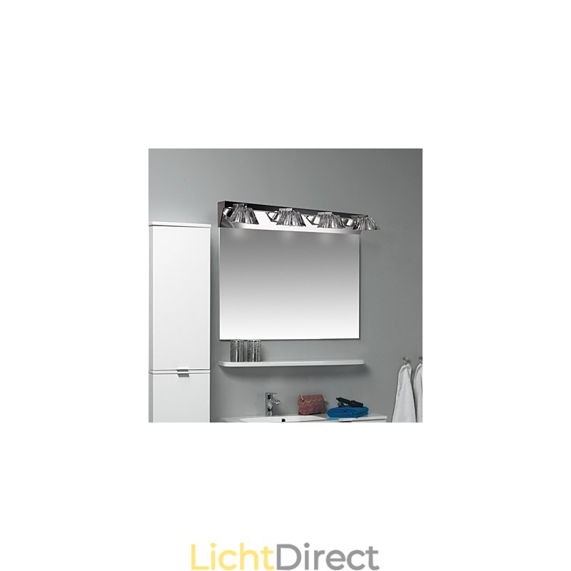 Moderne wandlamp met glazen kap 4 lampen spiegelfront