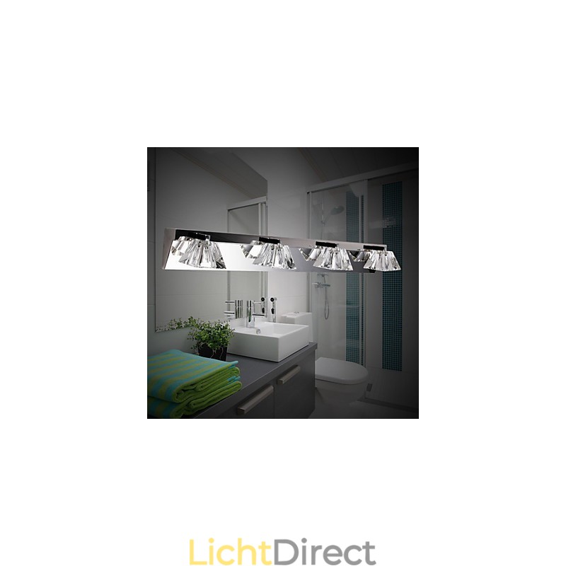 Moderne wandlamp met glazen kap 4 lampen spiegelfront