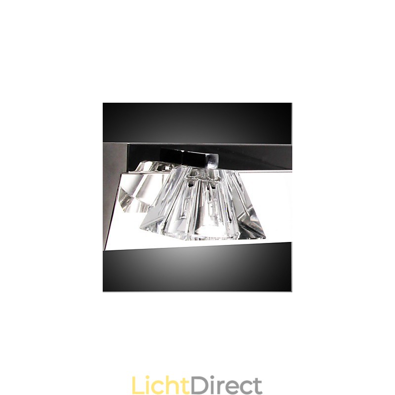 Moderne wandlamp met glazen kap 4 lampen spiegelfront