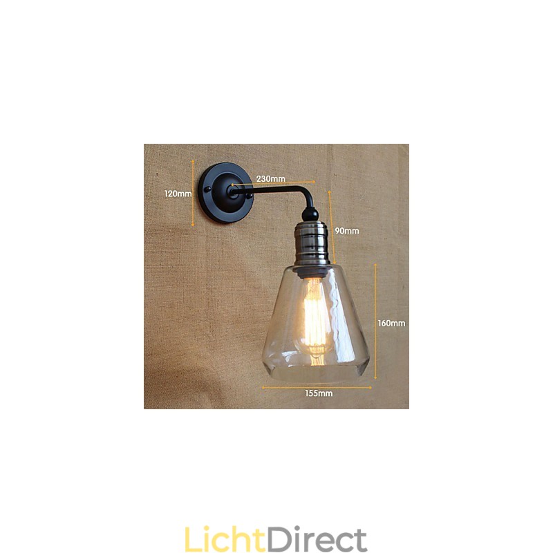 Transparante glazen wandlamp in mediterrane Amerikaanse landelijke stijl