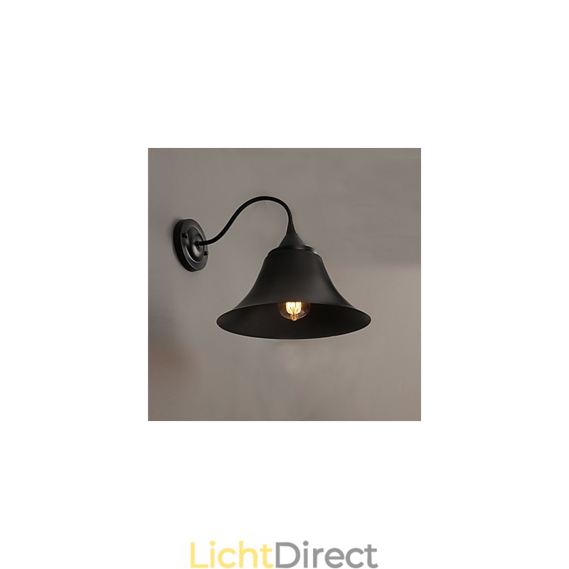 Designer Duds Loft Style Oude Zwarte IJzeren Kap Wandlamp