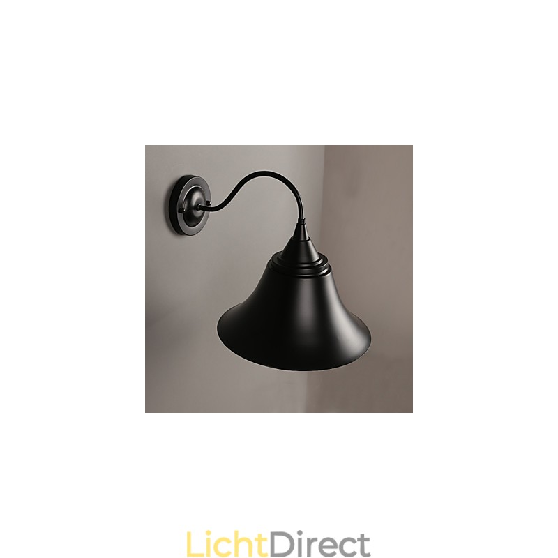 Designer Duds Loft Style Oude Zwarte IJzeren Kap Wandlamp