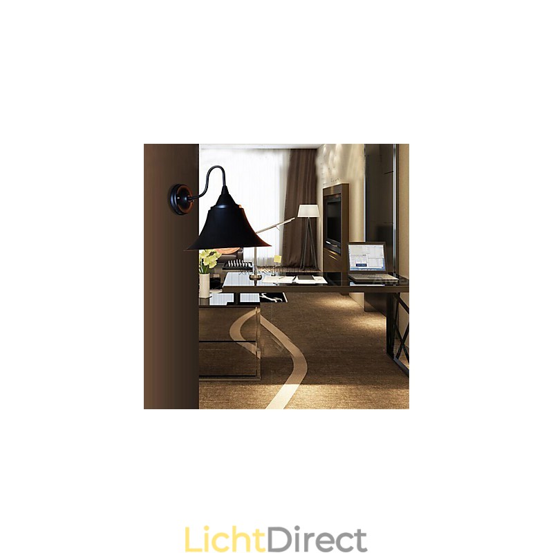 Designer Duds Loft Style Oude Zwarte IJzeren Kap Wandlamp