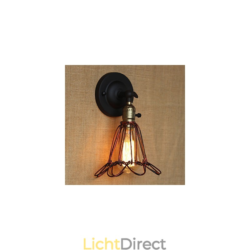 Amerikaanse industriële stijl hek ijzeren net rode bronzen decoratieve wandlamp