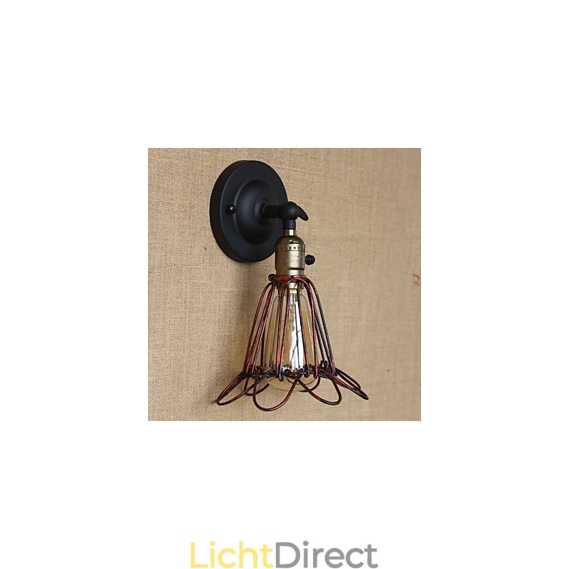 Amerikaanse industriële stijl hek ijzeren net rode bronzen decoratieve wandlamp