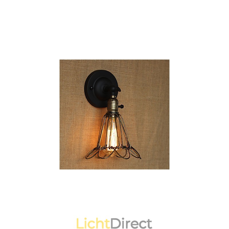 Amerikaanse industriële stijl hek ijzeren gaas bronzen decoratieve wandlamp