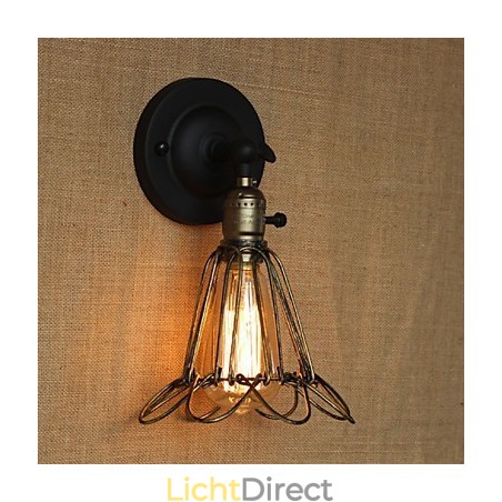 Amerikaanse industriële stijl hek ijzeren gaas bronzen decoratieve wandlamp