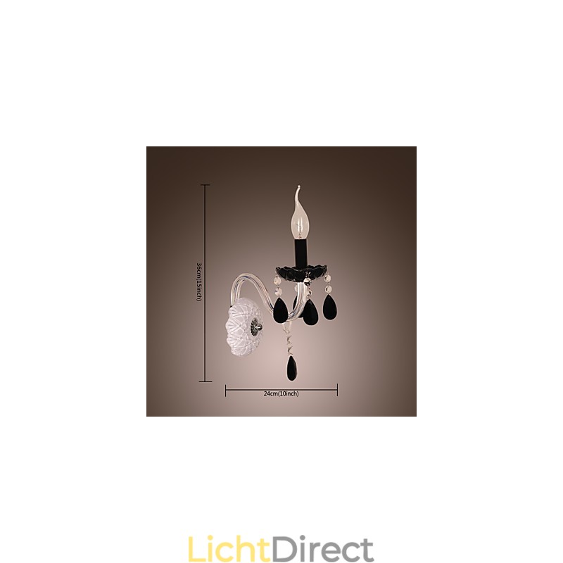 Zwarte kristallen wandlamp met kaarslamp