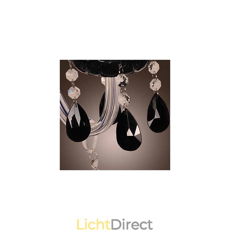 Zwarte kristallen wandlamp met kaarslamp