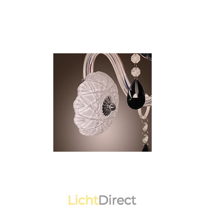 Zwarte kristallen wandlamp met kaarslamp