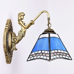 Europees Mediterrane Gecontracteerde Landelijke Creatieve Smeedijzeren Wandlamp Glazen Verlichting