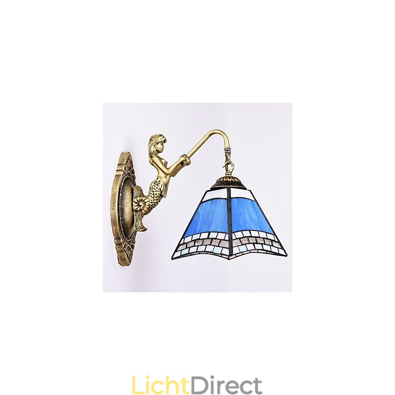 Europees Mediterrane Gecontracteerde Landelijke Creatieve Smeedijzeren Wandlamp Glazen Verlichting