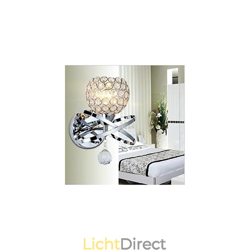 Enkele kop kristallen wandlamp