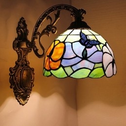 Europees Mediterrane Gecontracteerde Landelijke Creatieve Smeedijzeren Wandlamp Glazen Verlichting